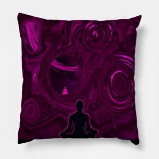 The Pink & Black Meditator -  Abstract Design 4 Pillow
