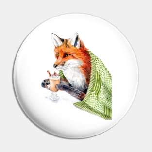 Fall Fox with Pumpkin spice Latte Pin