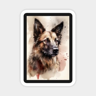 Loyal Companion: Alsatian Watercolor Painting Magnet