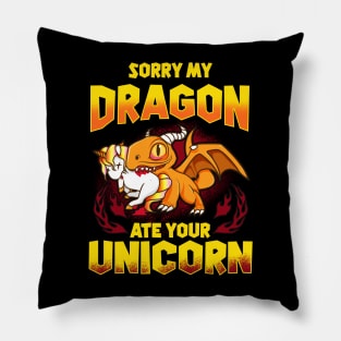 Sorry My Dragon Ate Your Unicorn Pillow