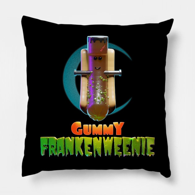 Halloweeners - Gummy Frankenweenie Pillow by DanielLiamGill