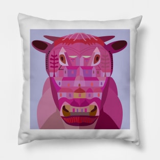 A Cow in Los Angeles Pillow