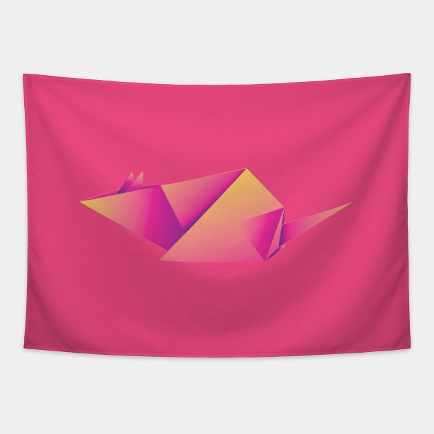 Neon pink origami mouse Tapestry by AnnArtshock