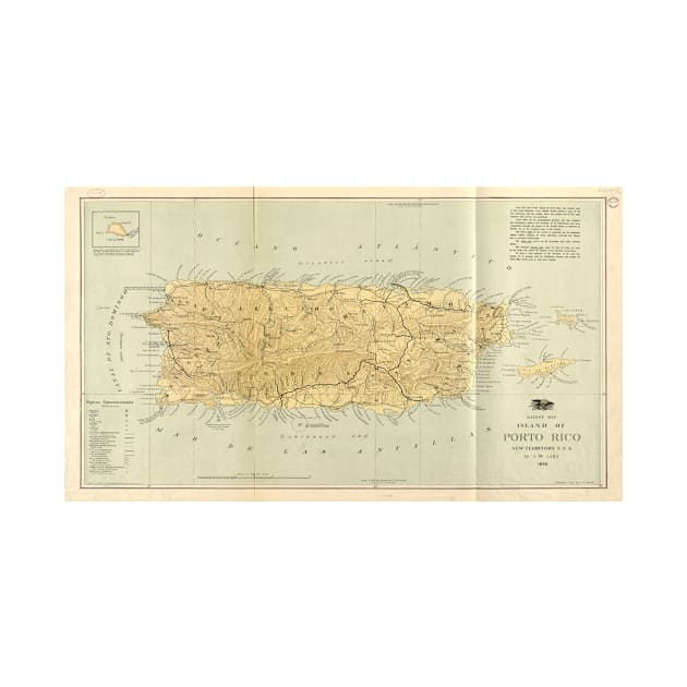 Vintage Map of Puerto Rico (1898) by Bravuramedia