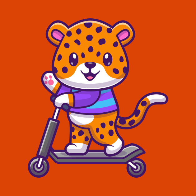 Cute Cheetah Tiger Riding Scooter Electric Cartoon by Catalyst Labs