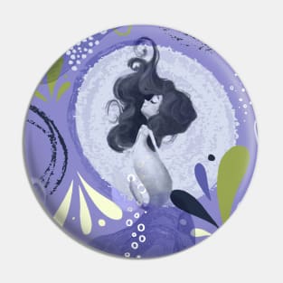 Whimsical Mermaids Purple Abstract Pin