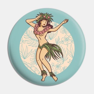 Retro Hawaiian Hula Girl Dancer Pin