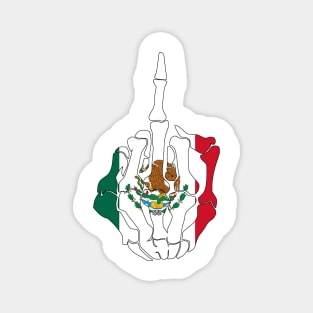 Skeleton Middle Finger Mexico Flag Magnet