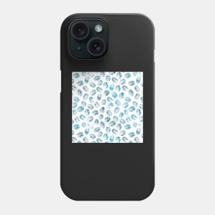 Teal leaves skeletones on white background allober print Phone Case