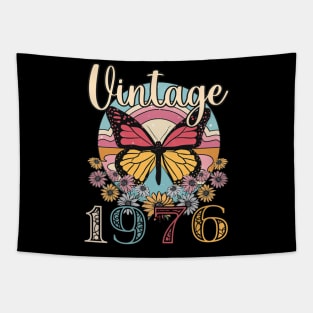 Floral Butterfly Retro Vintage 1976 47th Birthday Tapestry