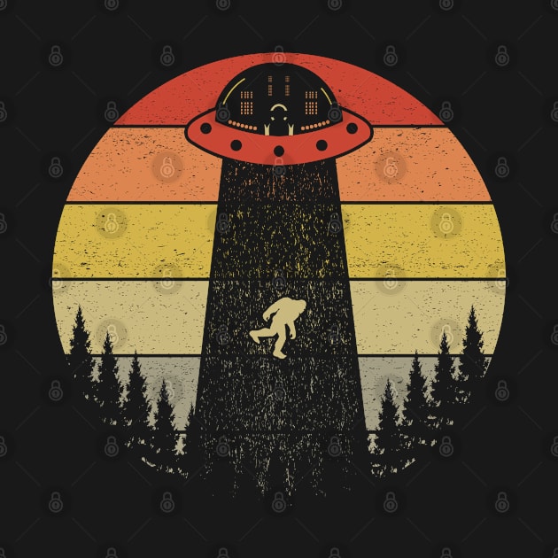 Bigfoot Ufo Abduction Sasquatch Retro Vintage by Tesszero