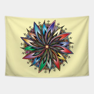 Multicolored mandala. Red, blue, yellow, green, all colors of the rainbow. Uplifting. Tapestry