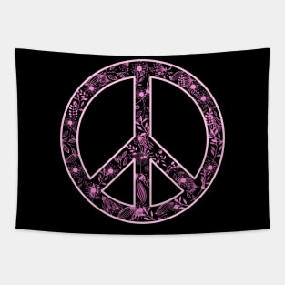 Girly Flower Peace Sign Tapestry