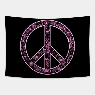 Girly Flower Peace Sign Tapestry