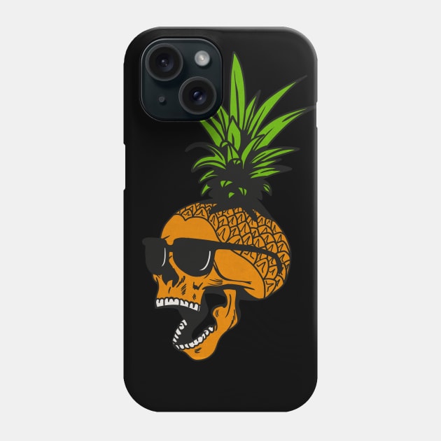 Pineapple, Skull wearing Glasses, Tropical Design Phone Case by dukito