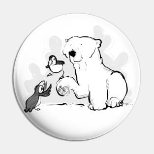 Polar Bear and Puffins Pin