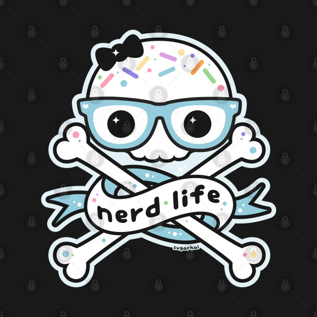 Discover Nerd Life Skull and Crossbones - Nerd Skull - T-Shirt