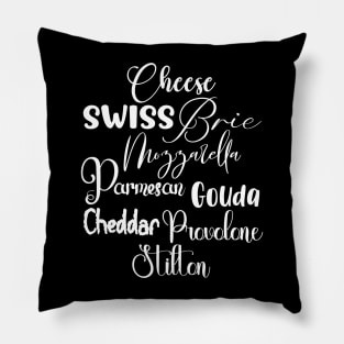 Cheeses in Light Font Pillow