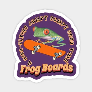 Funny Cute Red Eyed Tree Frog Riding Skateboard Magnet