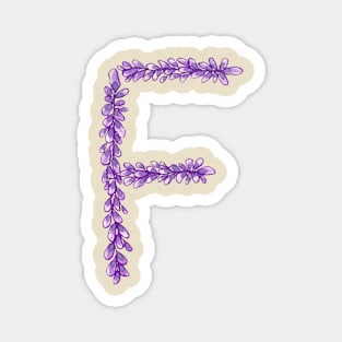 Lavender Letter F Hand Drawn in Watercolor and Ink Magnet