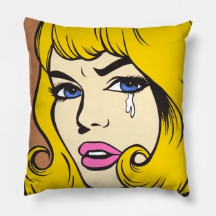 Blonde Crying Comic Girl Pillow