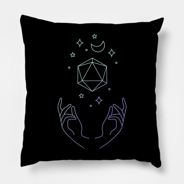 Natural 20 Moon D20 | Tarot Card D&D RPG | Fantasy Roleplay Pillow by AmandaPandaBrand