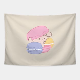 Sweet Escape: Adorable Bunny Rabbit in the Heart of a Giant Macaroon Tapestry