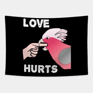 Love Hurts Rose-breasted Galah Cockatoo Parrot Biting Tapestry