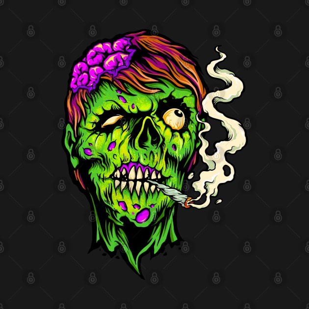 Brains and Weed - Happy Halloweed Trippy Zombie by PosterpartyCo