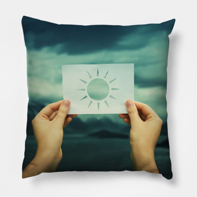 holding sun symbol Pillow by 1STunningArt