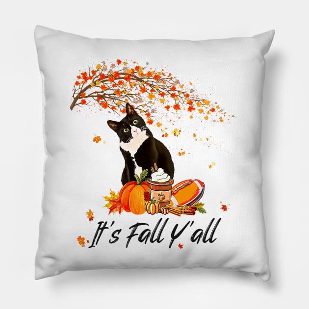 Cute Black Cat Lovers Thanksgiving Halloween Pillow by everetto