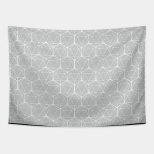 Icosahedron Pattern White on Soft Gray Tapestry