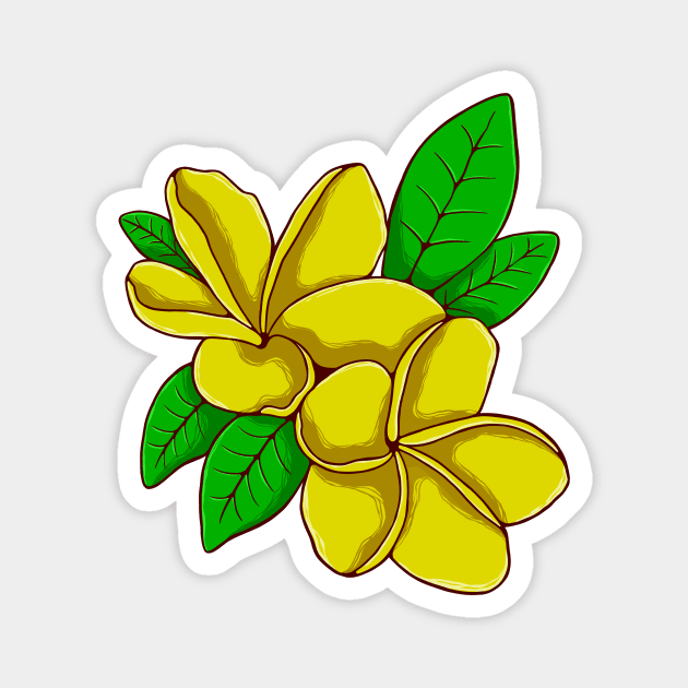 The frangipani Magnet by rikiumart21