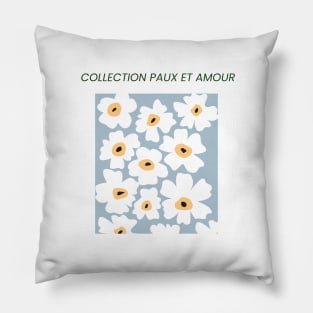 Blue floral art, minimal, modern, organic designs, botanical beauty Pillow