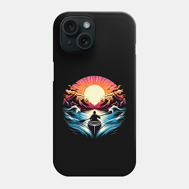 Retro Sunset Kayaking Design Phone Case by Miami Neon Designs