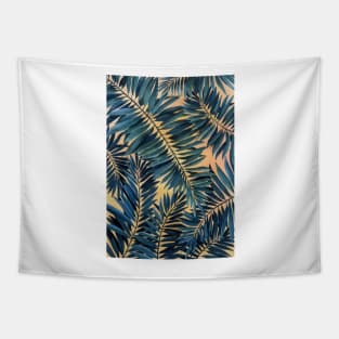 Abstract Palm Leaves 3, Tropical Plant Illustration Tapestry