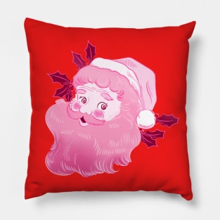 Vintage retro pink Santa Claus Pillow