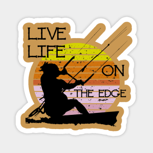 Vintage Sunset Retro Sunrise Black Kitesurfer Silhouette 5 Magnet