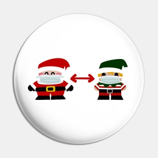 Santa Claus Y Elfo Con Distancia De Seguridad Pin