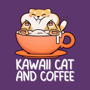 Kawaii cat and coffee T-Shirt