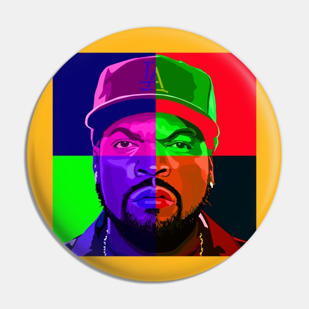 Ice Cube Rapper Color Design Pin by PulsePeople