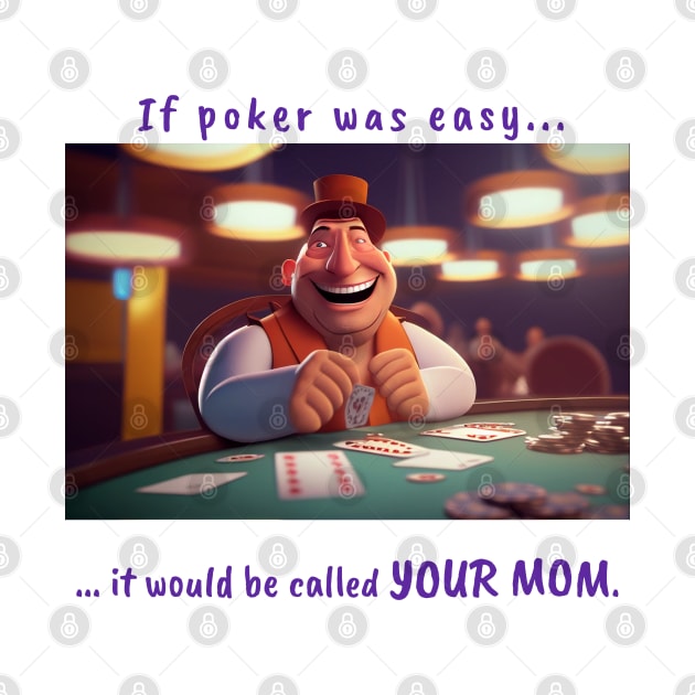 Funny Saying Your Easy Mom Poker Player Humor Original Artwork Silly Gift Idea by Headslap Notions