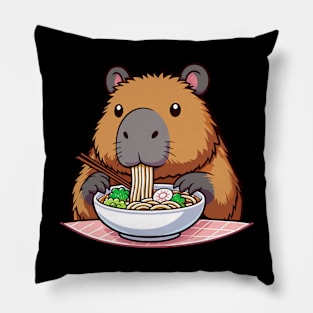 Capybara Eating Ramen Pillow
