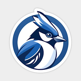 a blue jay bird in a circular shape Magnet