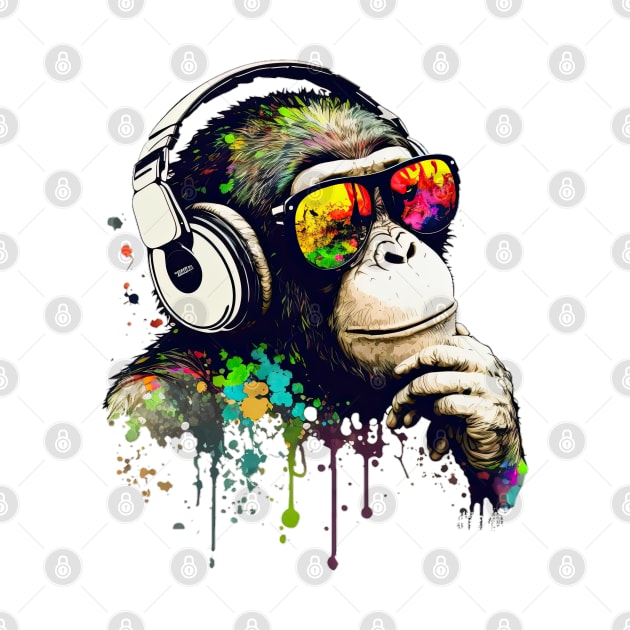 Pondering Dj Chimp color splash monkey by obstinator