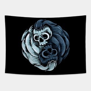 Yin Yang Skull Tapestry