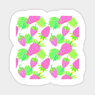 Strawberries Pattern - Hot Pink and Blue Magnet