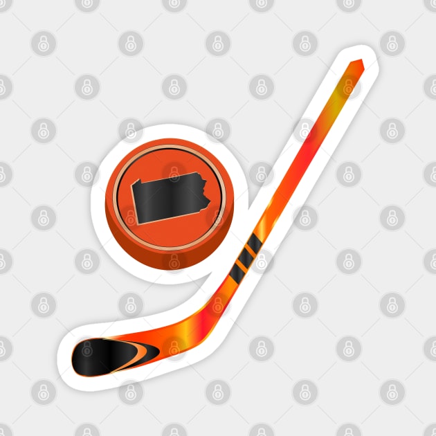 NHL - PA Orange Black Stick and Puck Magnet by geodesyn