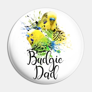 Color Splatter Budgie Parrot Dad White Pin