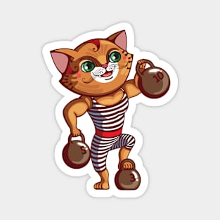 Strong bodybuilder cat Magnet